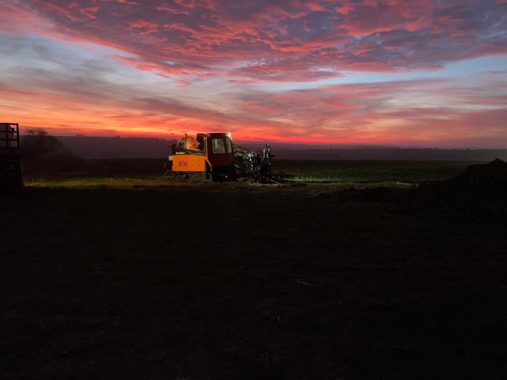 A gorgeous photo, sent by one of our customers in the South East, of the Ditch Witch AT4020 All-Terrain Rock Drill. The sunrise isn’t bad either!