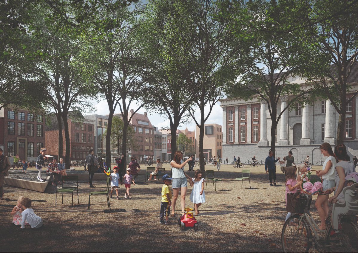 De #raad050 heeft ingestemd met het plan voor Grote Markt. Op het plein komen bankjes, terrassen, bomen, speelplekken, water en fonteintjes. bit.ly/3qhQVVn Het werk start waarschijnlijk na de Meikermis 2022. De ‘nieuwe’ Grote Markt moet in de loop van 2023 klaar zijn.