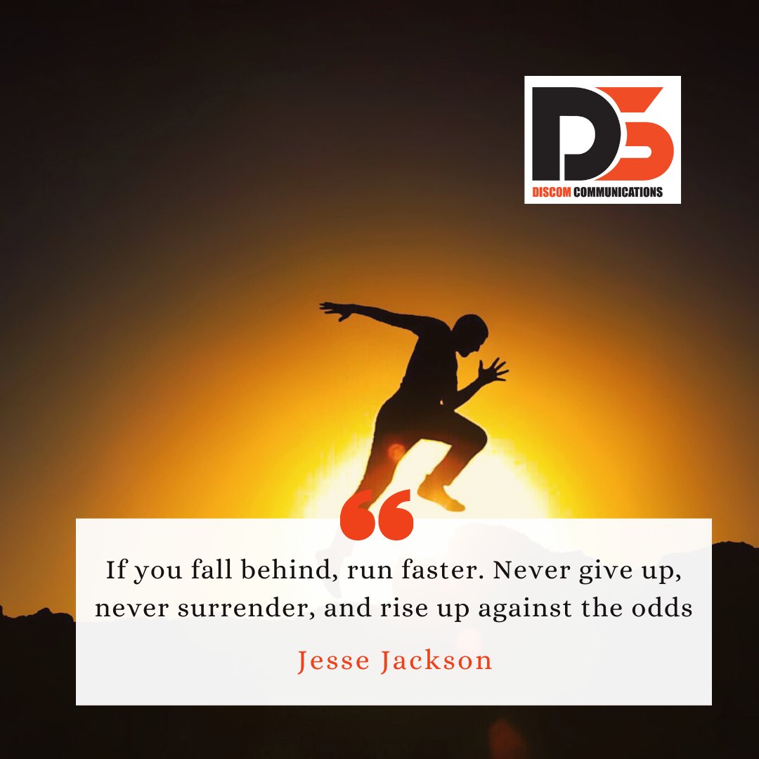 discomlimited's tweet photo. If you fall behind, run faster. Never give up, never surrender, and rise up against the odds. 
Jesse Jackson

🏃‍♀️💪👩‍🎓👩‍🏫
#nevergiveup #motivation #fitness #love #loveyourself  #inspiration #life #success #happy #believe #hardwork #like #goals #follow #education  #discommw https://t.co/jupD0NHiql