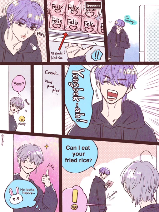 Kimchi fried rice🍳🐤

📝English ver.
(⚠️Please read from the right side)

#Straykidsfanart #Felix #LeeKnow 