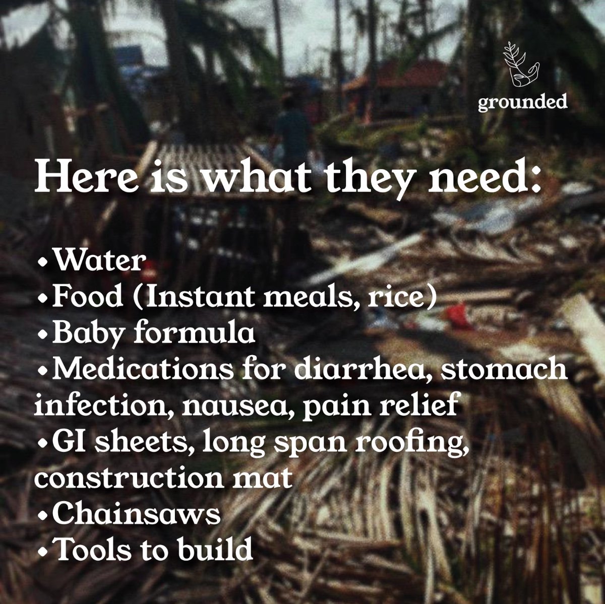 GroundedPh's tweet photo. Grounded is raising funds to help provide the basic needs + materials to rebuild homes for #BarangayCabitoonan in Siargao and we need your help! 

#TyphoonOdette 
#GroundedPH 
#Siargao https://t.co/Wha7alxBdQ
