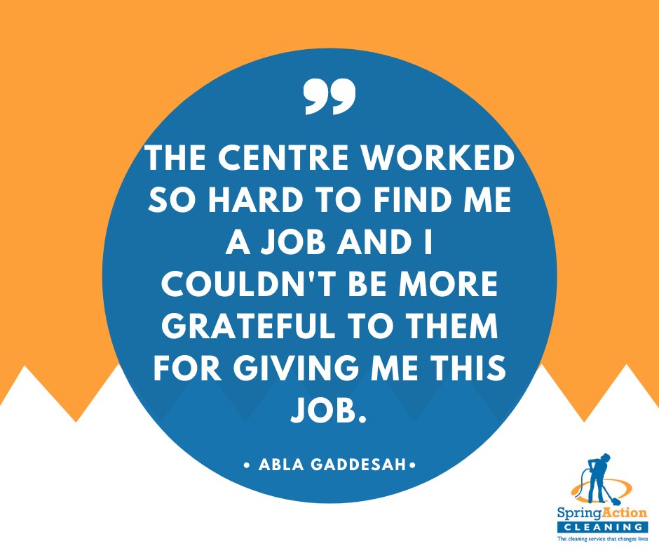 SActionCleaning's tweet photo. Abla came to the UK with her daughter and she states how grateful she is for Spring Action Cleaning, a social enterprise that supports and employs refugees and migrants.

You can support refugees like Abla by booking a clean today!

#CovHour #SocialEnterprise #Cleaning #Coventry https://t.co/5VGQAoqikQ