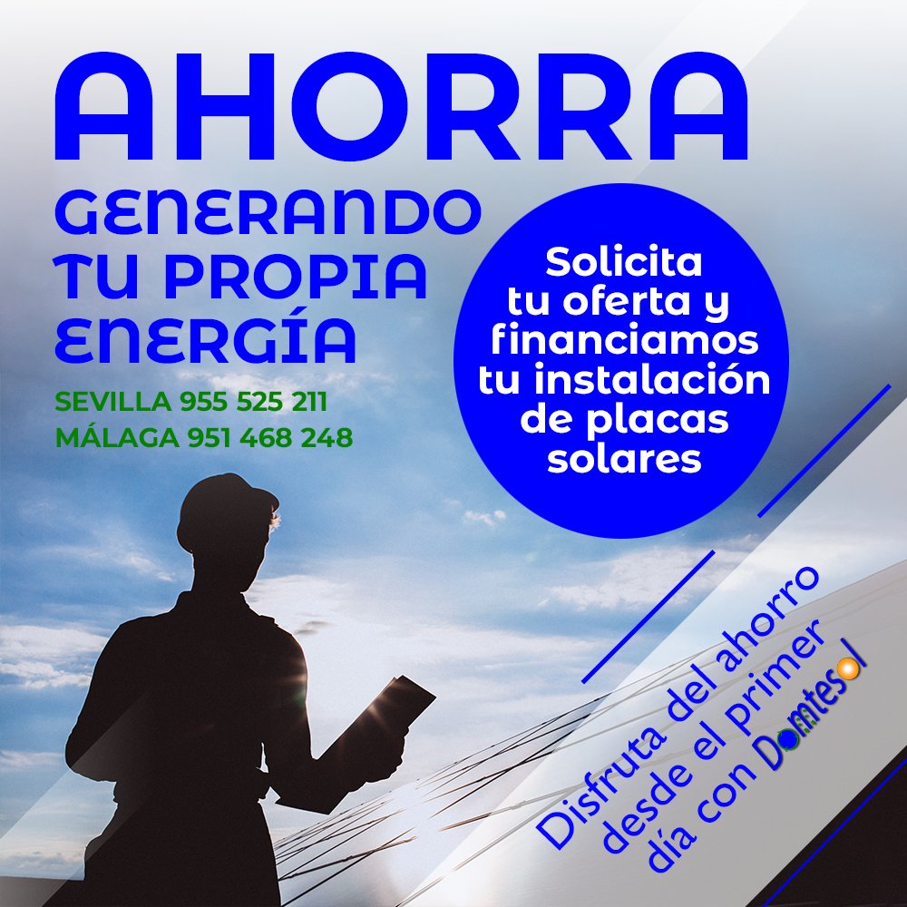InfoDomtesol's tweet photo. #instalaciónfotovoltaica para particulares y empresas #Ahorra y cuida el #medioambiente gracias a la #eficienciaenergética y tecnología de nuestros productos ¡Llámanos! 955525211/951468248 Aprovecha #ayudas y #subvenciones de la #JuntadeAndalucía en instalación de #placassolares https://t.co/XdK0gFSX7Y