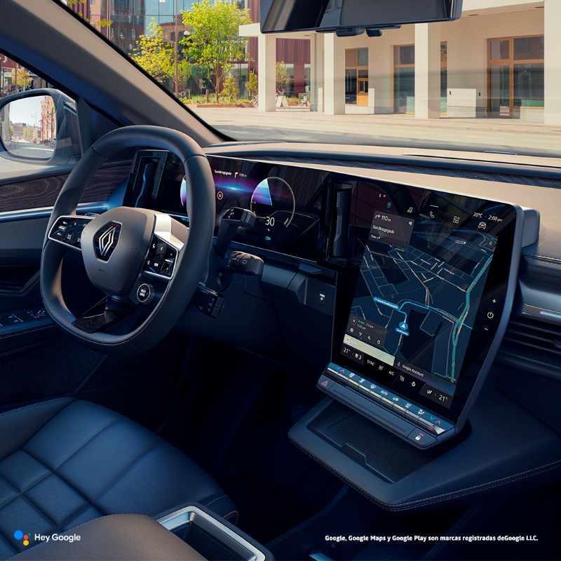 renault_esp's tweet photo. Interior exclusivo: salpicadero openR, gran superficie de pantalla y sistema multimedia openR Link con Google integrado. #nuevoMegane #ETechelectric #PuraSensación #FansdelaConducción #CochedelAño2022 #Finalista