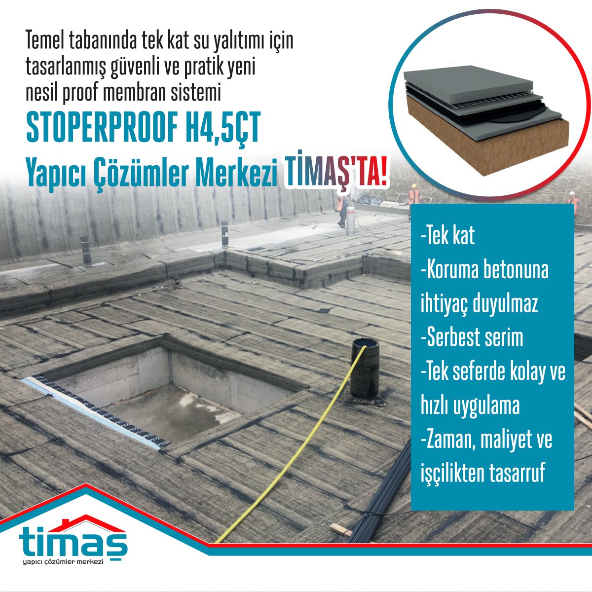 Timas_as's tweet photo. Ultra esnek, elastomerik özel formülasyonu sayesinde taze dökülen betona mükemmel ve sürekli yapışma sağlar. Koruma betonuna ihtiyacı ortadan kaldırarak güvenli bir yalıtım sunan StoperProof H4, 5ÇT Yapıcı Çözümler Merkezi TİMAŞ’TA! 
#Timaş #yapıcıçözümlermerkezi #yapımalzemeleri https://t.co/NGTOglrYlr