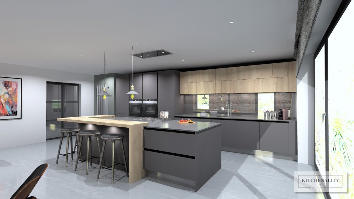 Our latest 3D design is on our website. Check out this 'dark and moody' industrial look: kitchenality.co.uk/dark-moody-ind…