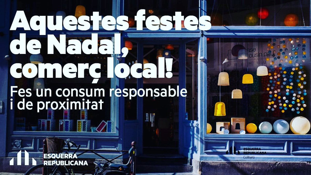 ERC_ClotVerneda's tweet photo. Aquestes Festes penseu que els comerciants locals són les vostres veïnes i veïns.
Feu barri, feu ciutat, compreu al comerç local.
#jocomerçlocal
#consumresponsable
#compraproximitat https://t.co/kKwr2rFhkD