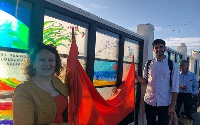 OllysFuture's tweet image. The unveiling of a beautiful fused glass window on Worthing Pier commemorating Olly winning the town's annual #Flingathon' two year's running, was one of the highlights of 2021.

#glasswindow #Worthingbeach #Worthingpier #SuicidePrevention #MentalHealthAwareness #loveandlight