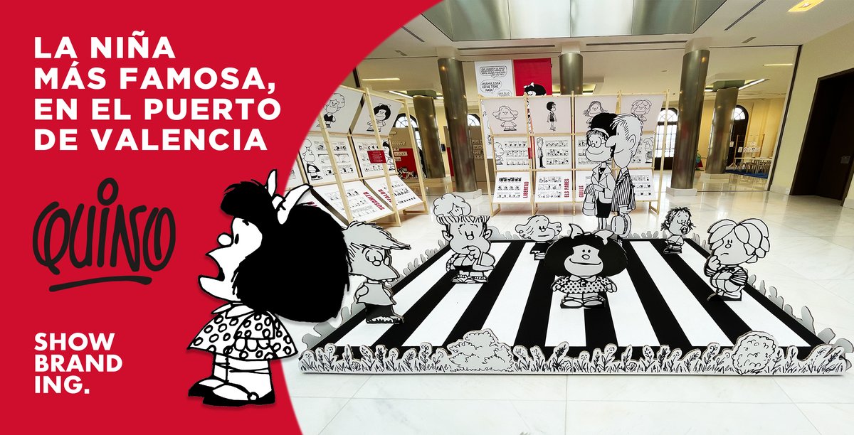 Hemos diseñado la exposición 'Quino, Mafalda y mucho más' para <a href="/Articlartienda/">Art i Clar</a>, organizada por <a href="/AutPortValencia/">Valenciaport</a>. Puedes visitarla gratis en el Edificio del Reloj hasta el 30 de enero. ¡No te la pierdas!