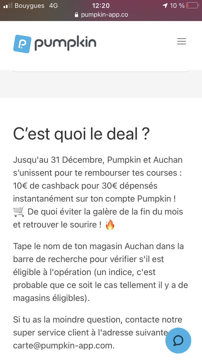 CCC_theOfficial's tweet photo. @pumpkin_app l’offre Auchan est toujours valide ? Je ne la vois plus sur l’appli https://t.co/JXCCbVwgGZ