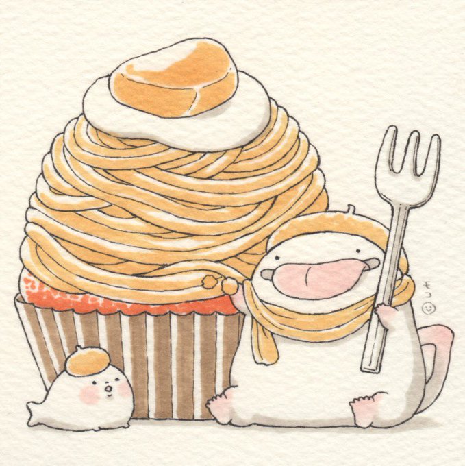 「food on head holding」 illustration images(Popular)｜5pages