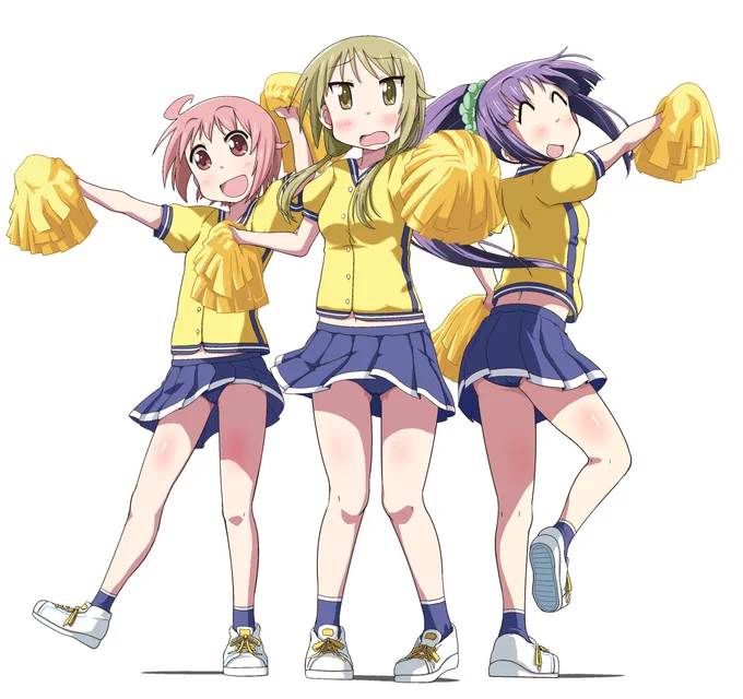 顧問だけ恥ずかしい恰好はさせられないッ!ということで情報処理部全員でチア衣装 顧問がどんな格好をしているのか気になる人は[ゆゆ式12巻]を購入して裏表紙をチェックだ!#ゆゆ式 #野々原ゆずこ #櫟井唯 #日向縁 