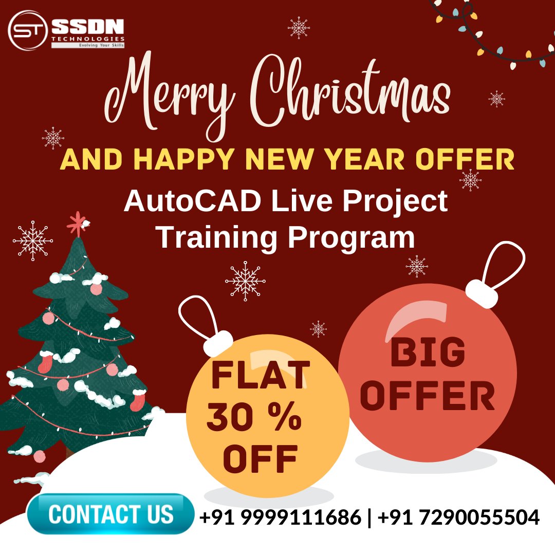 ssdntechnologie's tweet photo. Bringing the best offers this CHRISTMAS! Enroll now for AutoCAD course and get flat 30% discount on course fee. Offer is valid till 31st Dec, 21. WhatsApp to Book your demo class now: https://t.co/F9oCZlcoMr
#autocad #autocad3d #autocad2d #autocadcourse https://t.co/7E3DSACBDk