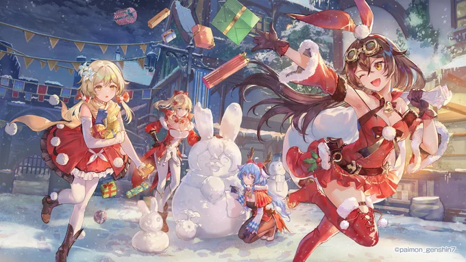 【原神ファンアート】
「みんなにプレゼントしよう! ベルが鳴る前に!」

イラストは花洒さんからもらったぞ🎁
#原神 #Genshin 