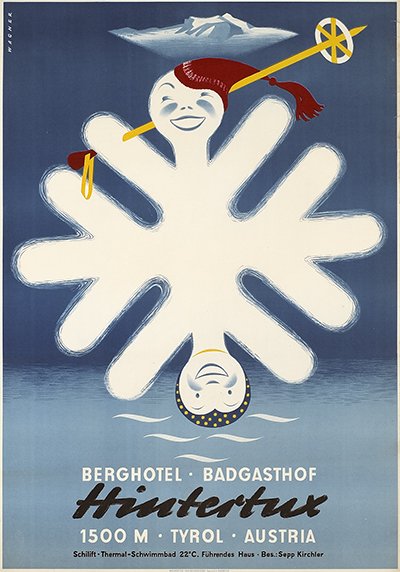 1950 poster for the Berghotel Hintertux in Tyrol, designed by Alexander Wagner