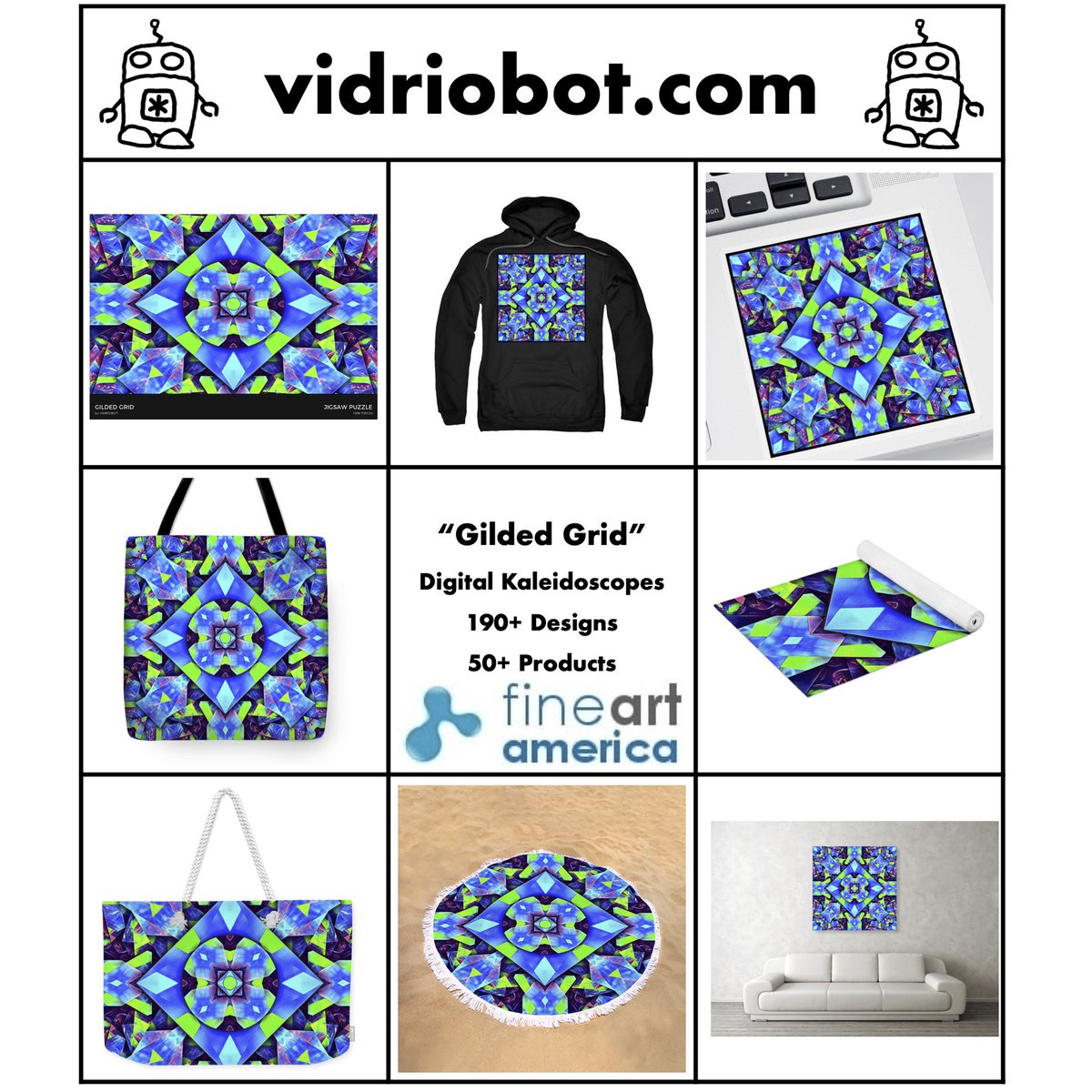 vidrio_bot's tweet photo. Gilded Grid

Fine Art America: https://t.co/KVE0U1vv6p

Redbubble: https://t.co/NcCqY3TUDC

A blue, green, black, and purple digital kaleidoscope created using a photo of bubble wrap and wrapping paper.

#digitalkaleidoscope #digitalart 

All rights reserved. © Vidriobot https://t.co/UbDQS5aR3U