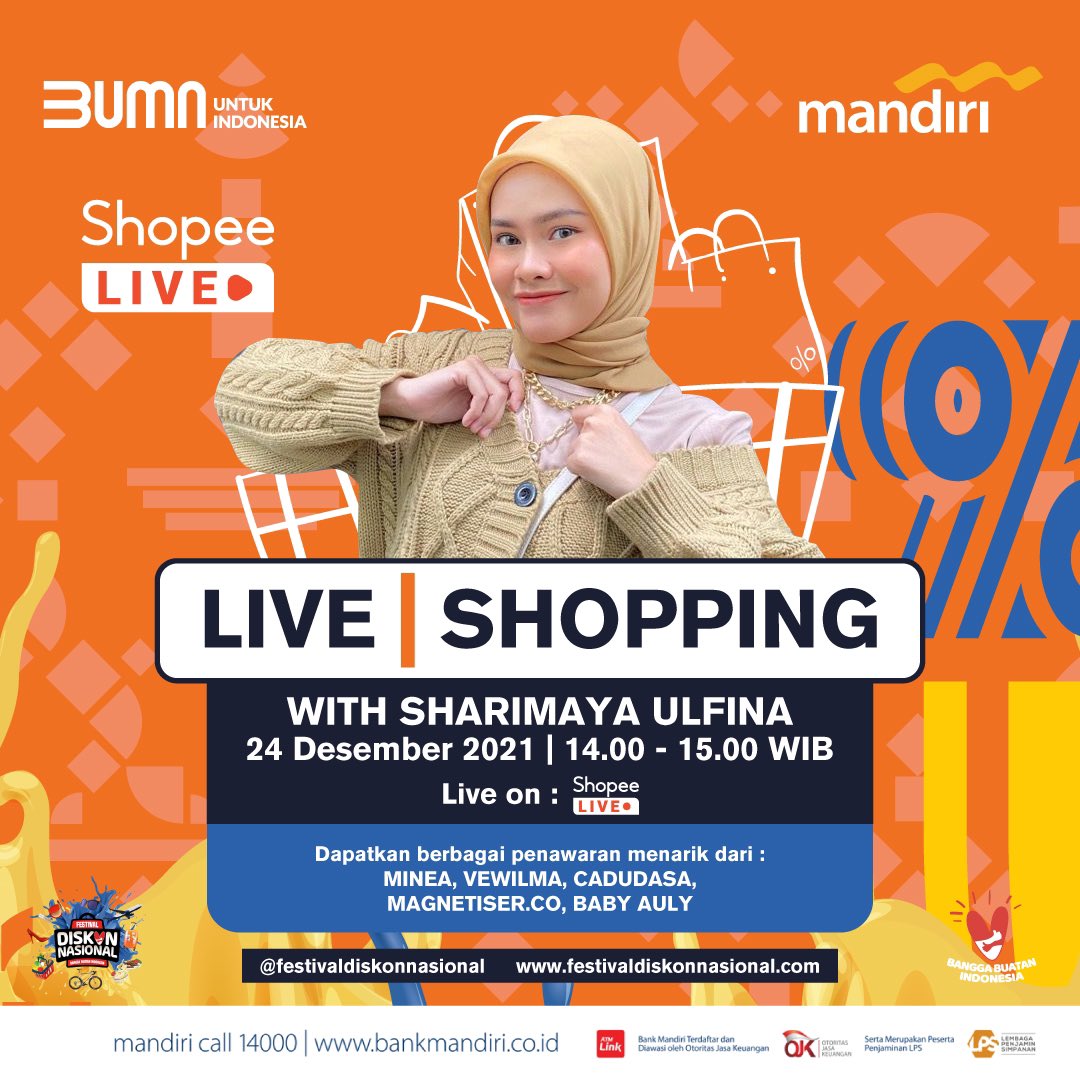 FestivalDiskon's tweet photo. Live Shopping besok akan menawarkan berbagai produk pakaian perempuan buatan lokal.

Bersama Sharimaya Ulfina  besok jam 14.00 WIB hanya di Shopee Live!
Kunjungi https://t.co/fgZoNH2tUx untuk info lebih lanjut.

#JakartaPunyaDiskon #FestivalDiskonNasional https://t.co/OBGj0teZao