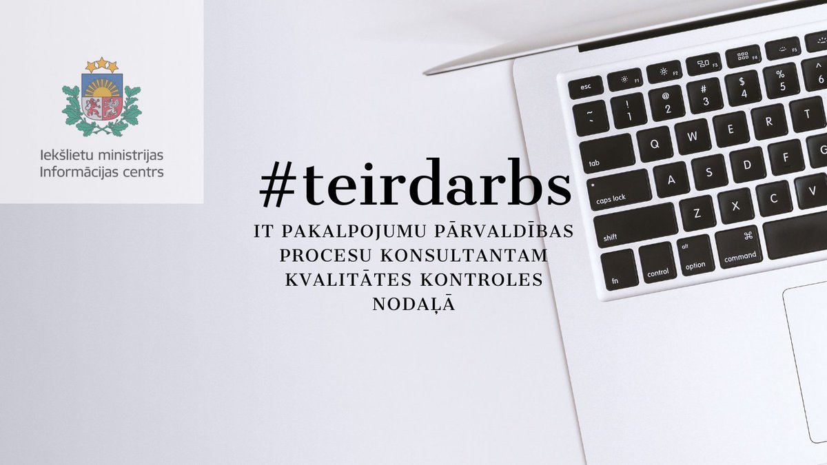 #teirdarbs
Risku pārvaldība un kvalitātes kontrole ir Tava stiprā puse? Pievienojies Iekšlietu ministrijas Informācijas centra Kvalitātes kontroles nodaļai! Plašāk šeit - ic.iem.gov.lv/lv/vakances. 🧾⌨️✅