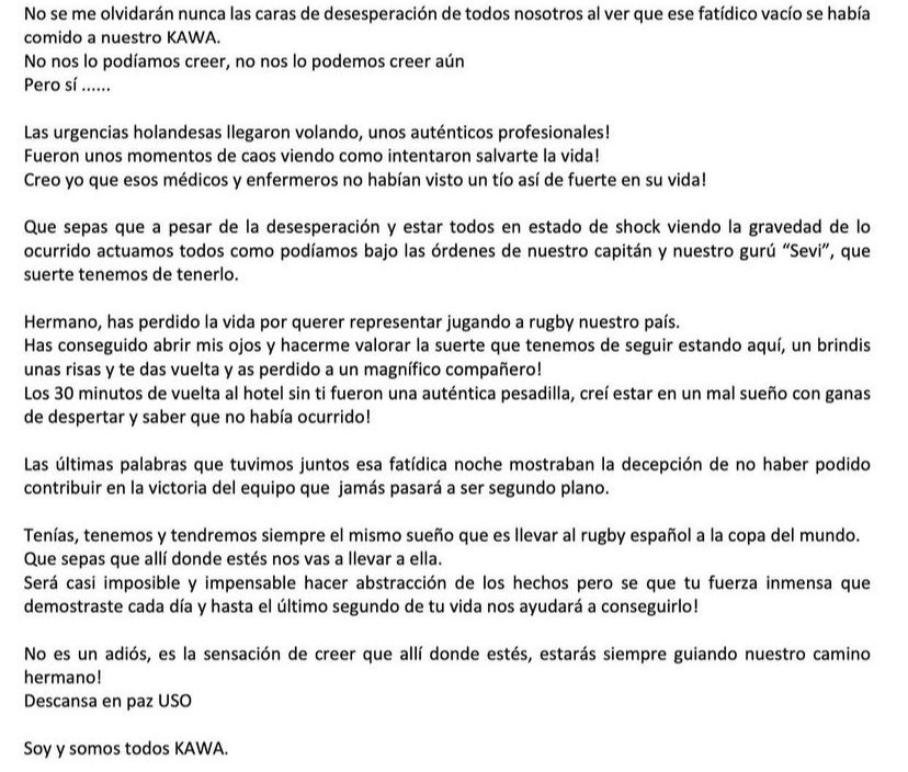 rugbyespanol's tweet photo. Las palabras de Marco Pinto en recuerdo de Kawa Leauma. Imposible no emocionarse. No es sencillo poner en palabras sentimientos tan profundos. 🦁🇪🇸🙏🏽

Vía Marco Pinto (Instagram) https://t.co/Vd61xgW04i