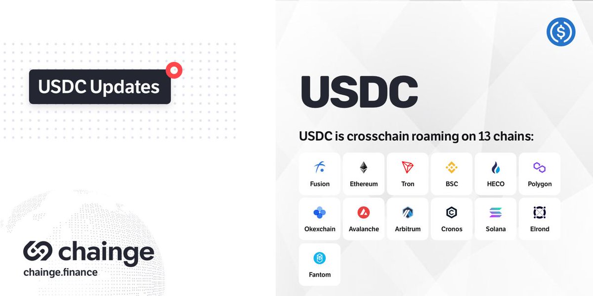 💥 Asset update 💥 

🚀 $USDC can 𝐜𝐫𝐨𝐬𝐬-𝐜𝐡𝐚𝐢𝐧 𝐫𝐨𝐚𝐦 within seconds among 13 CHAINS: <a href="/FUSIONProtocol/">FUSION 🪢</a> <a href="/ethereum/">Ethereum</a> <a href="/Tronfoundation/">TRON Dao</a> <a href="/BinanceChain/">Binance Chain</a> <a href="/HECO_Chain/">HECO Chain</a> <a href="/0xPolygon/">Polygon</a> @OKEx @avalancheavax <a href="/arbitrum/">Arbitrum</a> <a href="/cronos_chain/">Cronos</a> <a href="/solana/">Solana</a> @ElrondNetwork <a href="/FantomFDN/">Fantom Opera</a> 

#CROSSCHAIN