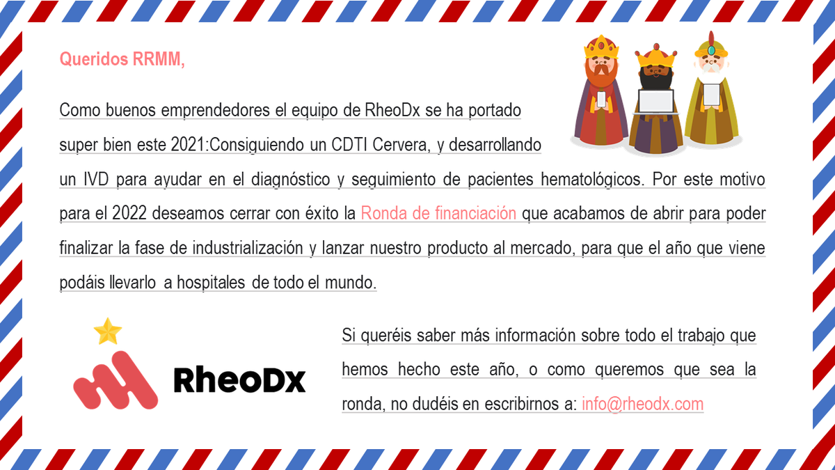 En RheoDx, ya hemos mandado la carta a los reyes! 
Felices fiestas a tod@s!