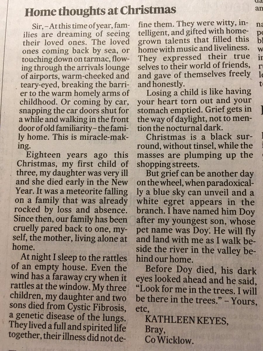 DunleavyBernard's tweet photo. “...Look for me in the trees. I will be there in the trees.” #HomeThoughtsAtChristmas @IrishTimes https://t.co/vTyjQjeBwl