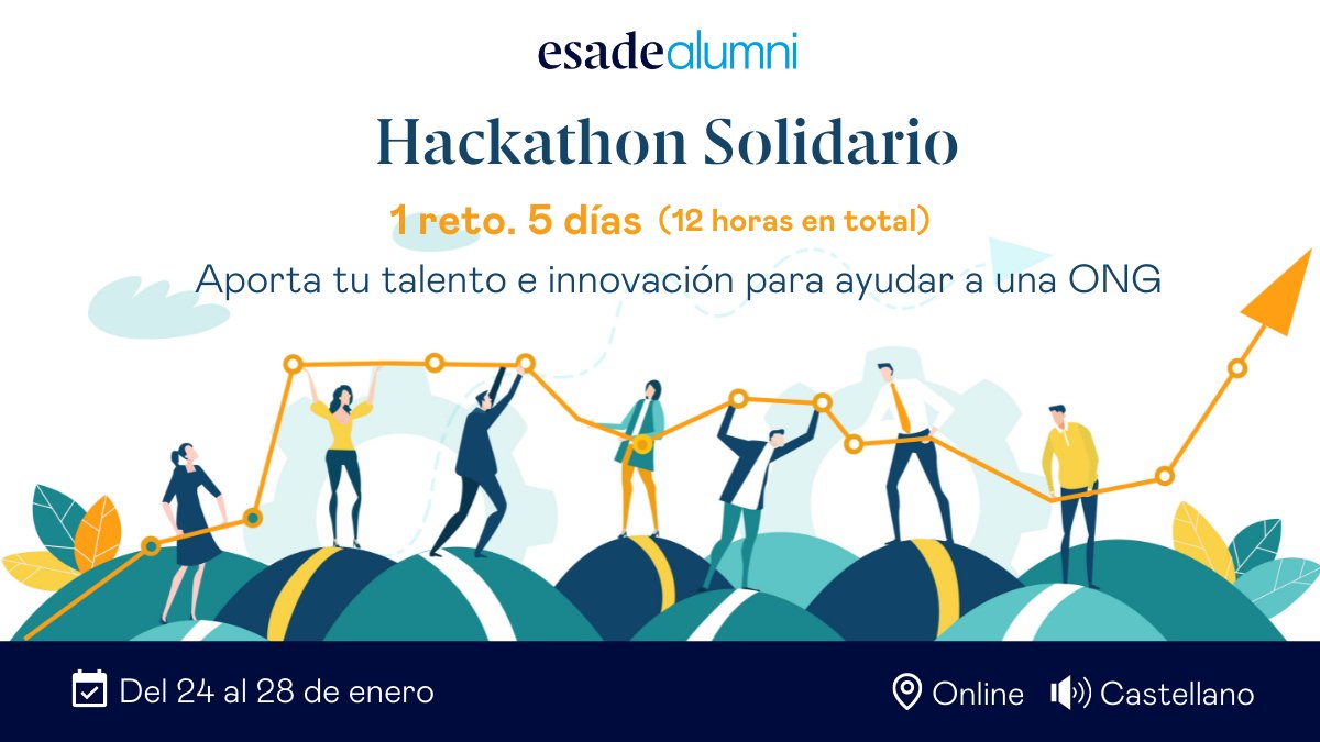 ESADEAlumni's tweet photo. 📌¡Participa en el #HackathonSolidario!
✅ 1 reto: ayudar a la @fundacionQT
✅ 5 días - del 24 al 28 de enero
✅ 12 horas en horario de mediodía
✅ 5 equipos multidisciplinares
¿TE SUMAS? Plazas limitadas para socios de #EsadeAlumni➡️ https://t.co/5Eva4LWrbV
#EsadeAlumniSocial https://t.co/R4ctiEa4w5