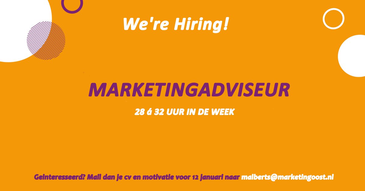 Ben jij toe aan een frisse start in 2022? En ben jij die energieke aanpakker die alles weet van (online) marketing? Kijk dan snel verder  marketingoost.nl/over-ons/vacat…