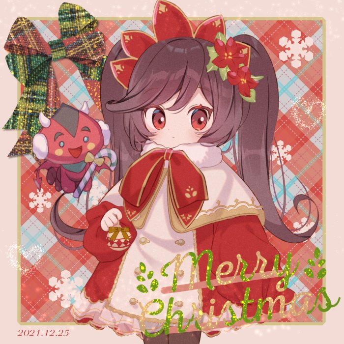 1girl twintails red eyes hair ornament candy cane flower long hair  illustration images