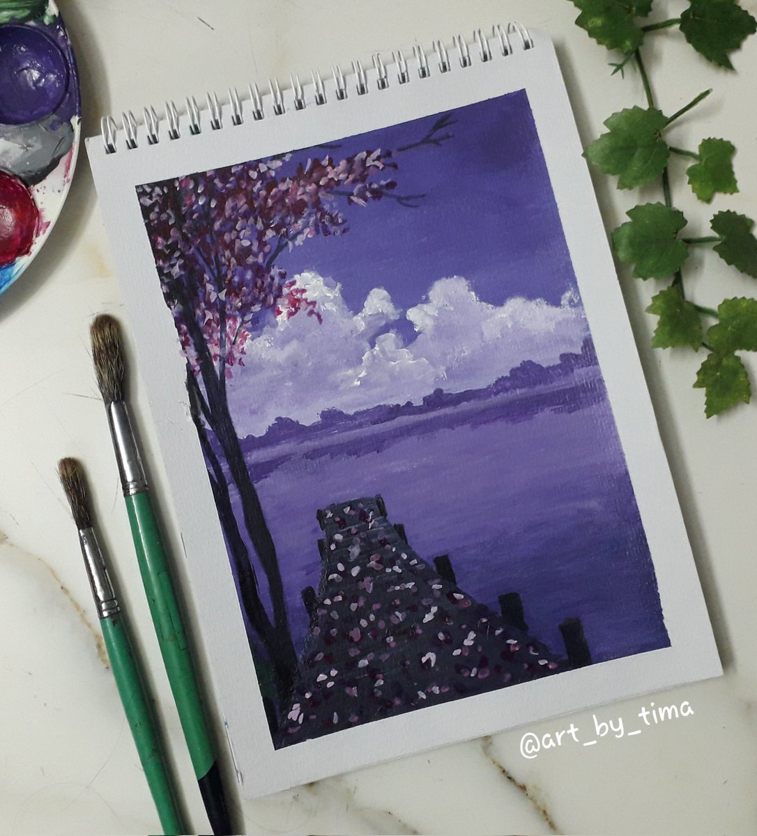 Purple cloudy sky. This is truly self through artwork. 💜💜

#blue #blueaesthetic #nightsky #nightskypainting #nightskypaintings #nightskyaesthetic #purple #purpleaesthetic #purpleaesthetics #aesthetic #aestheticpainting #aestheticpaintings #sunsetpainting #minicanvas