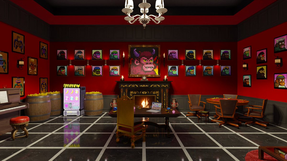 IamMichooo's tweet photo. I welcome you to the most valuable room out there... 
A room where important moments are displayed, great choices are made and lots of bananas to claim🍌🍌  !ooh @Coco__Bear 
@CyberKongz @TheSandboxGame @keung_io @RealSupDucks @AxieInfinity @ChristiesInc @gorillacd  $SLP $AXS https://t.co/YWbUPxh2fw