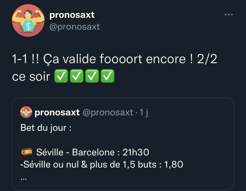 pronosaxt's tweet photo. 2 jours, 4 cotes de proposées, 4 cotes de validées, QUE DU VERT ✅✅✅✅

Partagez et aimez un maximum la #TeamParieurs 🔥🔥 https://t.co/pCj8aLCSii