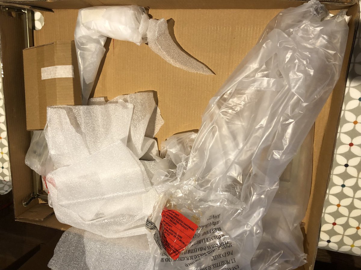 Woogene's tweet photo. @westelmUK after returning a damaged item to you, this is what you sent back as a replacement. Someone else’s damaged &amp; returned item. You’ve offered 20% discount for a piece of furniture that can’t even be put together?! 3 days to respond to an email? Worst customer support ever https://t.co/c3LzVqXSbK