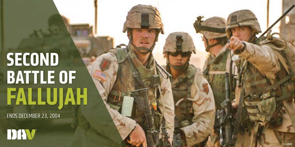DAVHQ's tweet photo. 17 years ago, during the Second Battle of Fallujah, U.S. Marines led an offensive attack on Iraqi insurgents in the city of Fallujah during the peak of the Iraq War. It as the bloodiest battle of the war and it came to an end on Dec. 23, 2004. #dav #veterans #2ndbattleoffallujah https://t.co/4wUBZT6htR