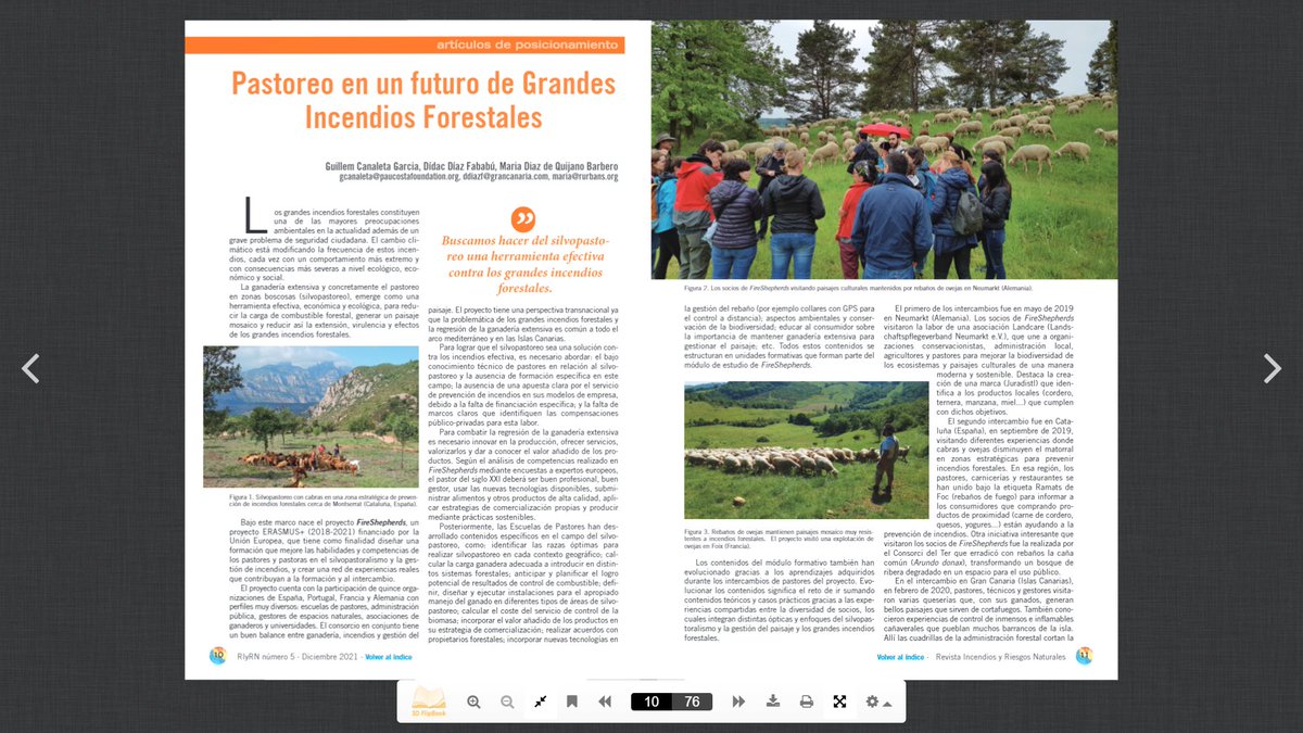 PauCostaF's tweet photo. Estas 🎄navidades ya podemos disfrutar del último número de @RevistaIyRN
En la revista 📄podrás encontrar interesantísimos artículos .Te recomendamos el que lleva por título 'Pastoreo en un futuro de #GIF referente al proyecto #FireShepherds 👇👇https://t.co/XVRZtSXifb https://t.co/ybMzNuThlT