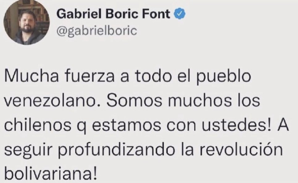 Eduardo Bolsonaro???????? on Twitter: "Estimado @clarincom, las propias  publicaciones de Gabriel Boric no me dejan mentir sobre su admiración y  defensa de la narcodictadura de Maduro. En tiempo, ¿no cree que es