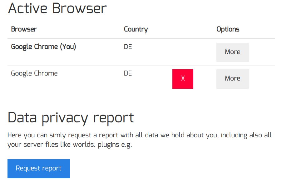 PloudOS's tweet image. We have added an option how you can automatically request all the data we hold about you on PloudOS. It's mostly your Username, Email e.g. with all your Server files. We also added a way how you can see all active sessions on your account, you can also logout other browsers 🥳