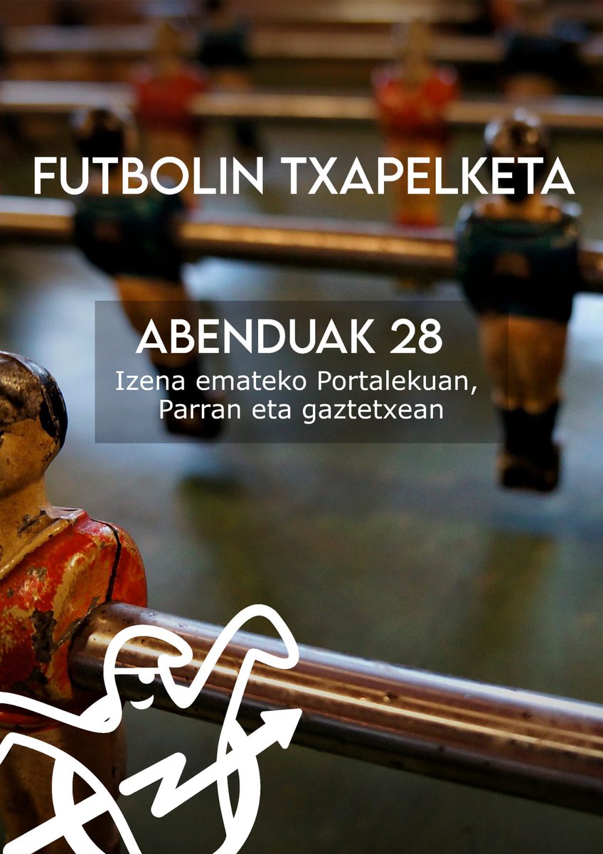 Abenduak 28an, arratsaldeko 18:00etan futbolin txapelketa jokatuko dogu gaztetxean, apuntatzeko igo gaztetxera edo parra eta portako zerrendan.
Animau! 👻