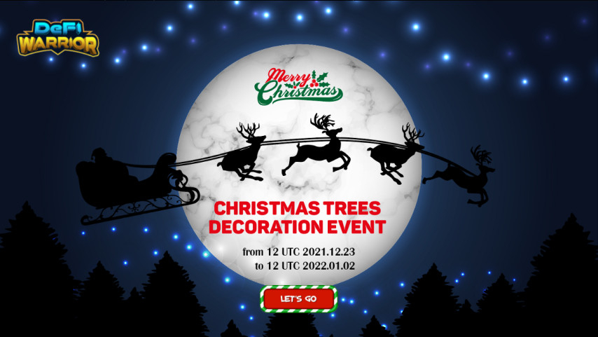 MomoofCrypto1's tweet photo. @carlmoon Christmas event from @DEFIWARRIORGAME is here everyone! You need to collect the below items to decorate your trees as soon as possible: Snowflakes, baubles, stars.
Check the page to see event information and join now to get rewards #metaverse #FIWA #DeFiWarior #GameFi https://t.co/yz0OLXX5O8