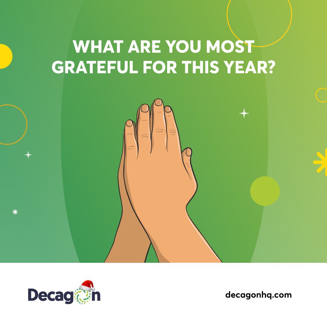 We’ll go first; You🤗
.
.
.
Share yours with us in the comments👇🏽
.
.
.
#decagon #grateful #hiringengineers #softwareengineer #DEVCommunity #distributedteams #programming  #coding #tech