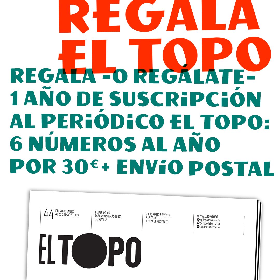 TopoTabernario's tweet photo. ✨ATENCIÓN TOPERS✨

Estas fiestas no te olvides, #REGALATOPO
Un regalo que llega cada dos meses durante un año a casa de la persona o a la tuya, si es autoregalo!

Así contribuyes a que mucha otra gente pueda leernos.

6 números + envío a 30 eurinchis.
👀https://t.co/5PCYcbXIl5 https://t.co/Z45j8rs13q