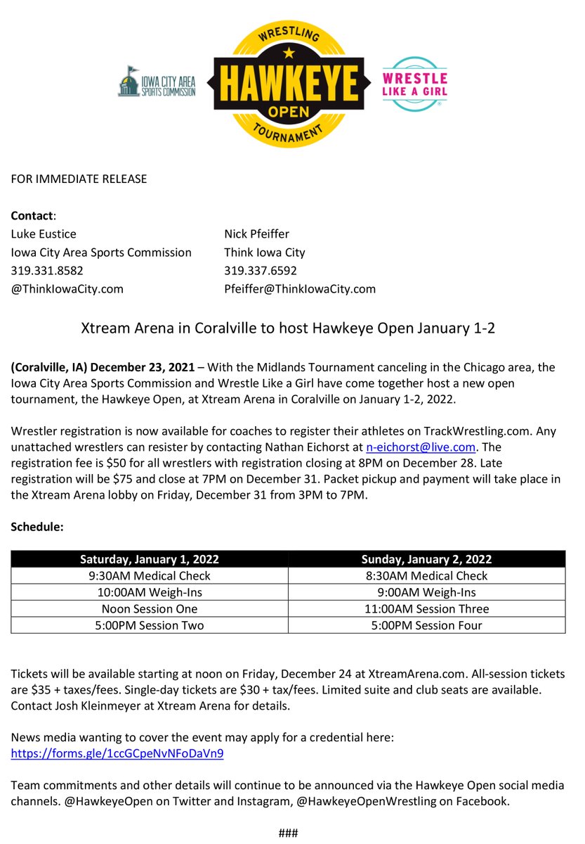 Athlete registration, schedule, ticket information. 
Let's go!🤼‍♀️🤼‍♂️🔥