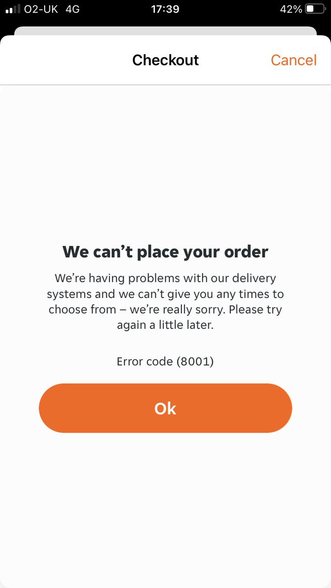 sarah19128's tweet photo. @JustEatUK is this a known error? �� or is it just in my area? https://t.co/4cUTtrBekt