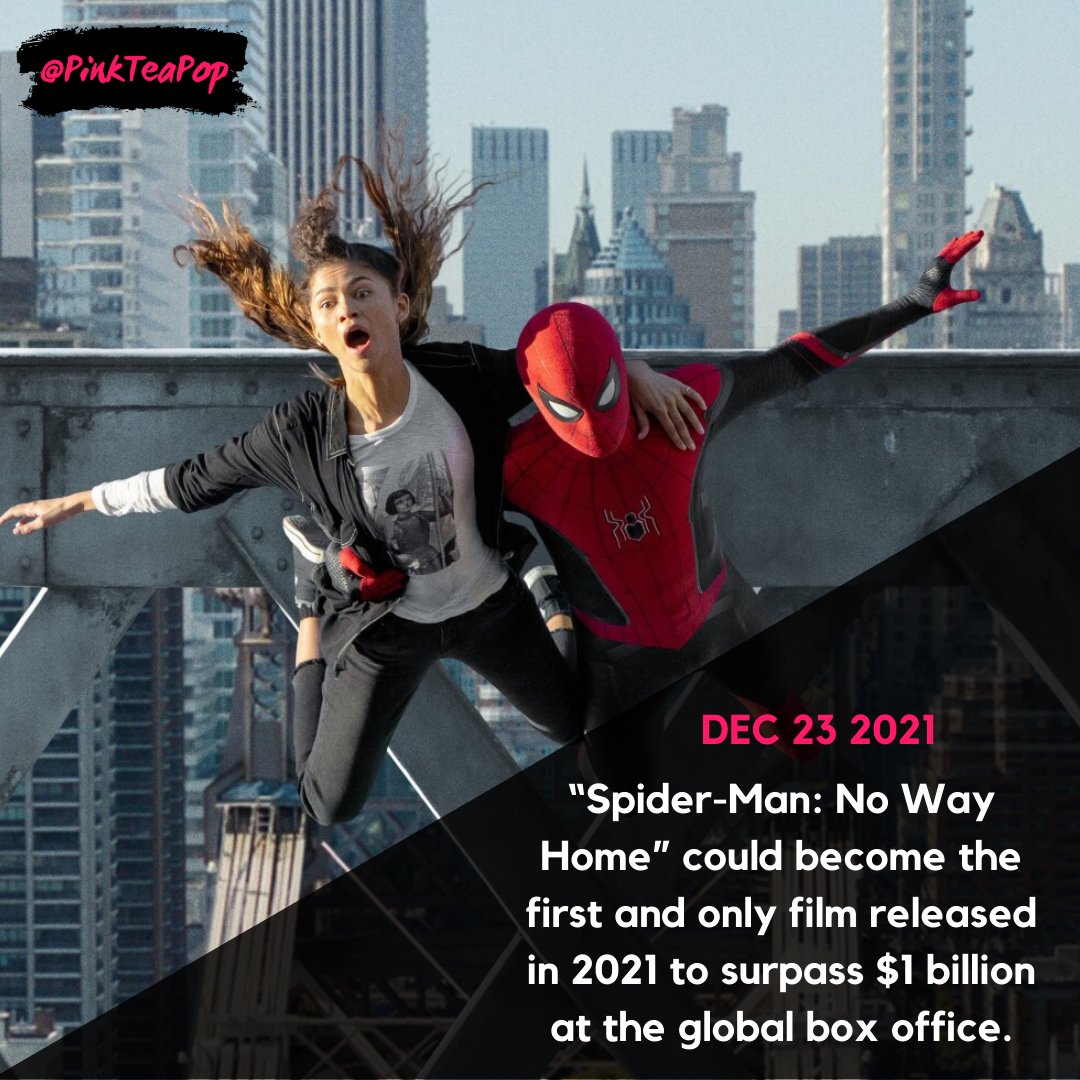 PinkTeaPop's tweet photo. Spider-Man: No Way Home ranked as the only film to surpass $1 Billion at global box office!

Let us know if you watched the movie?

#spidermannohomeaway #spiderman #entertainment #entertainmentnews #movie https://t.co/jTtgy22xkA