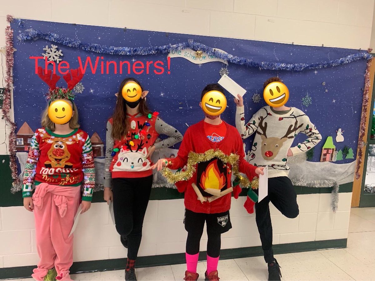 KinnelonEducat1's tweet photo. PRM’s Student Council organized an ugly holiday sweater contest yesterday to spread holiday (and winter recess) cheer! #uglysweater #prmcolts #oneschoolonecommunity #kinneloncolts https://t.co/dciTuw1wnm