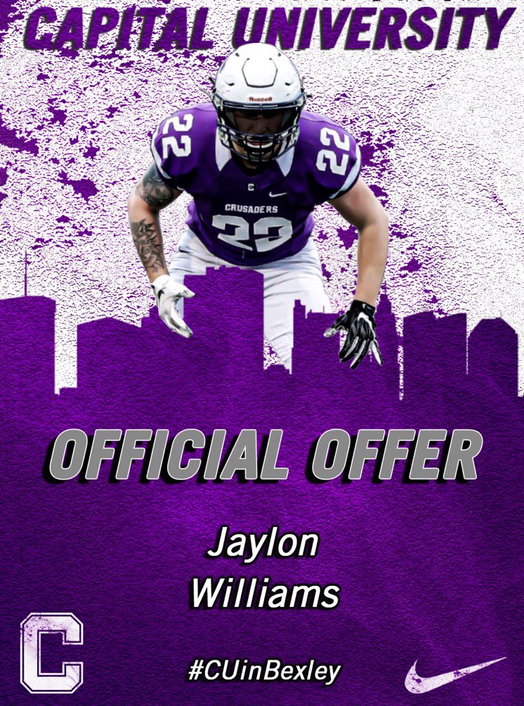Will22Jay's tweet photo. After talks with @CoachMWright and a visit to @CapitalU_FB I am blessed to receive my third offer!! AGTG✝️💜 https://t.co/myRrI3zhyf