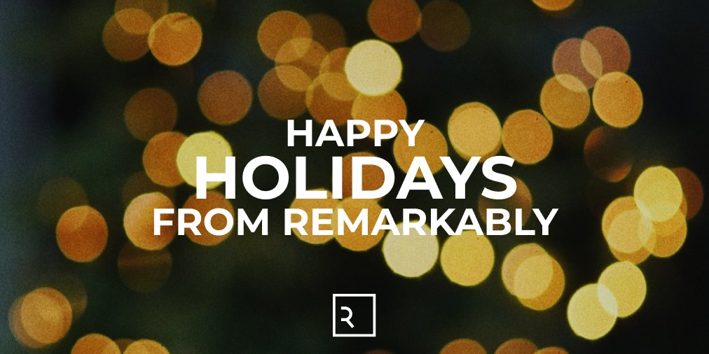 remarkablyco's tweet photo. Happy Holidays to our clients and partners all over the globe - from all of us at Remarkably.
⁠
A huge thank you for your trust and continued partnership.
⁠
Wishing you all a well, warm, and restful break.⁠

https://t.co/SNGhxRr5dM

#happyholidays #remarkablyrestful https://t.co/HmHJdaBfWc