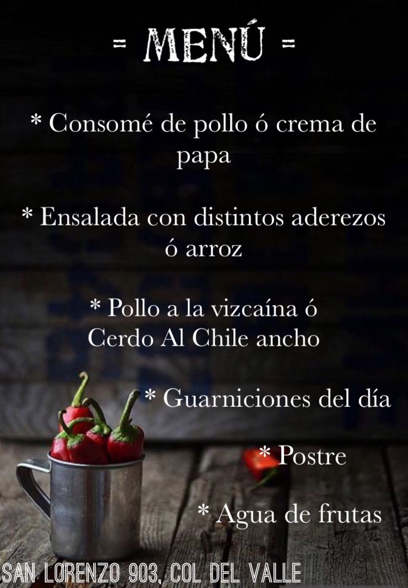 al_bistro's tweet photo. 🚨ESTAMOS EN UBER EATS Y DIDI FOOD🚨
Buenos días chic@s ☀️ les dejamos el menú 😋🌶 bonito día para tod@s🍀🌷@En_laDelValle 

#comerico #comesano #deli #yomi #yumi #cuidate #menudeldia #comida #menucompleto #FelizJuevesATodos #comecomoencasa #comidamexicana #AlChile https://t.co/F56W1qgbMj