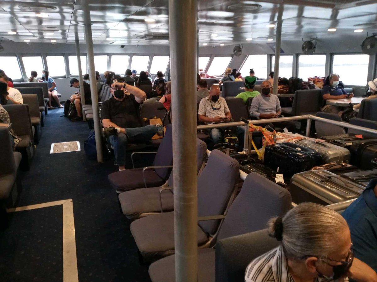 lazylazyjack's tweet photo. This is a picture of the 1pm sailing on 12/23/2021.
Apparently many people were bundled onto earlier sailings, leaving 120 empty seats. Countless stranded 
Boat sailed 1/2 empty. HMS are not in control here.

#pedropierluisi
#HMSFerriesPR
#jayfonsecapr
#CTPuertoRico https://t.co/Rk0TPBsn9J