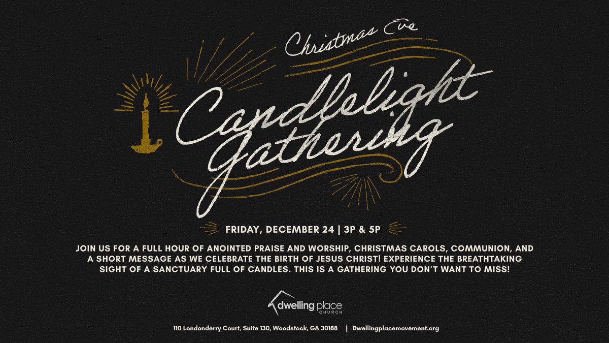 craigmosgrove's tweet image. I hope you can join us tomorrow @dwellingplacega at either 3p or 5p for #DPChristmasEve! I’m honored to be sharing some thoughts from John 1:14 as we conclude our December series #DPLights! Christmas carols, #dpkids, worship, communion, and a sanctuary full of candles.